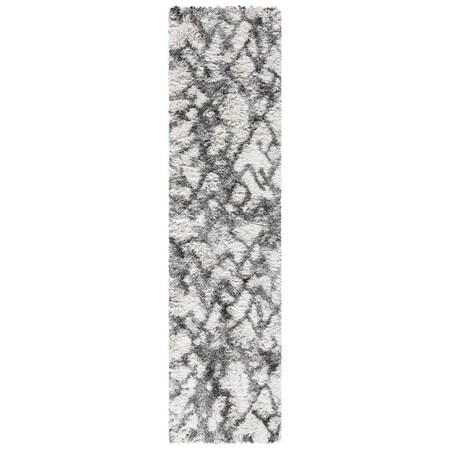 Safavieh 2 x 8 ft. Horizon Shag 800 Power Loomed Runner Area Rug; Grey & Ivory HZN894F-28